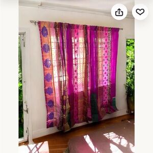Boho purple Patchwork Curtain Panel - Home Accents Indian Sari Gypsy decor